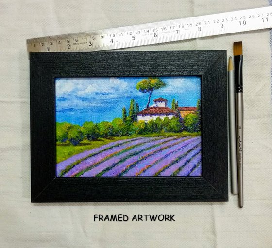 Miniature landscape of Lavender fields