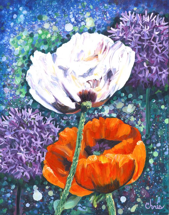 Poppies with Alliums