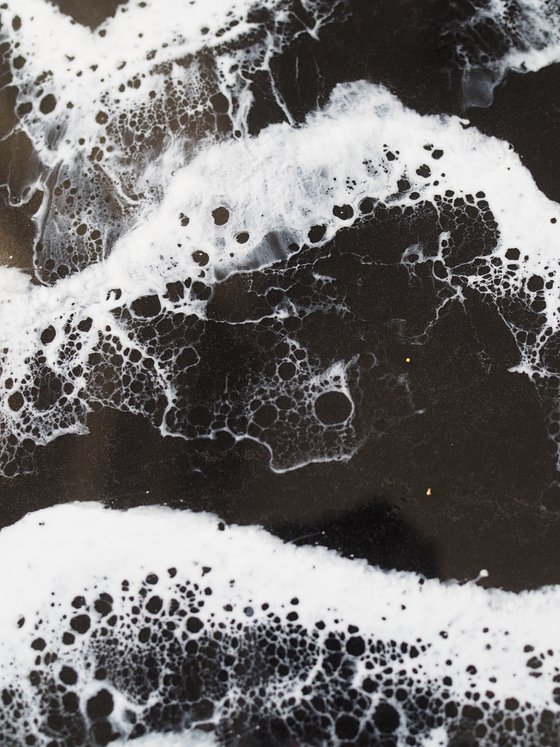 Deep deep water - original resin artwork, black and white seascape