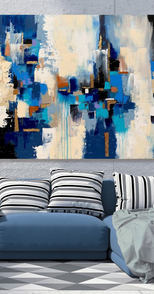 True Destiny - XL LARGE,  ABSTRACT ART – EXPRESSIONS OF ENERGY AND LIGHT. READY TO HANG! by Julijana Ravbar