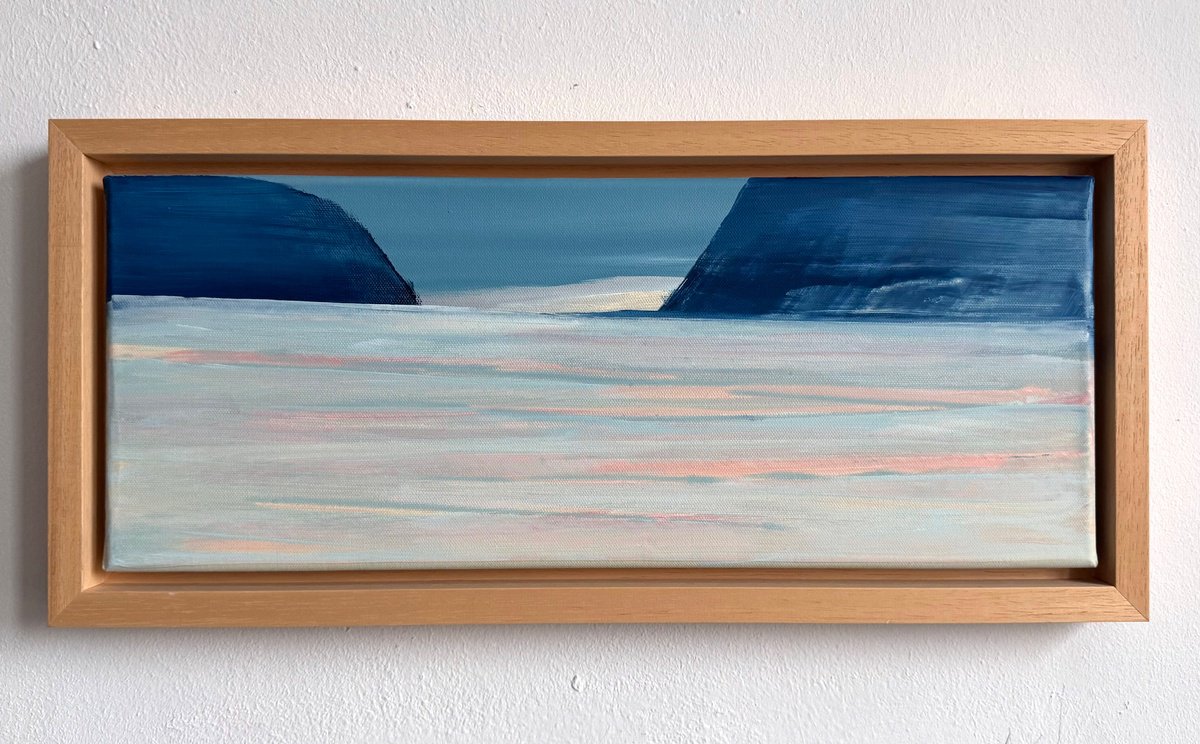Organic Landscape Oil Painting By Katrin Roth, 22 X 10", Nordic Beach 2, Original Artwork