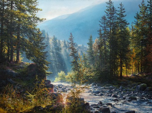Mountain stream by Viktar Yushkevich YUVART