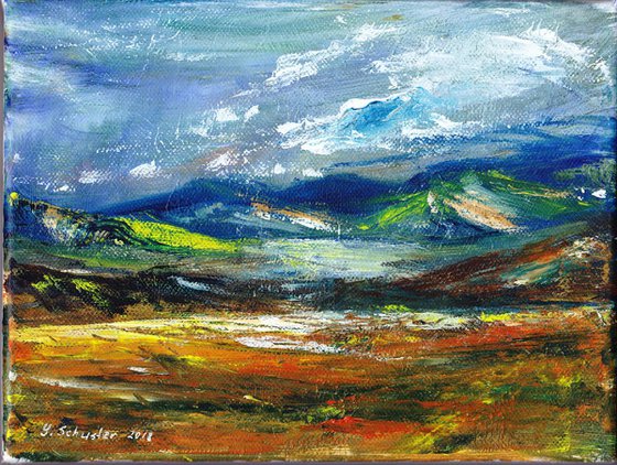 IMPRESSIONIST LANDSCAPE. OIL PASTEL ON PAPER Painting by Yulia Schuster