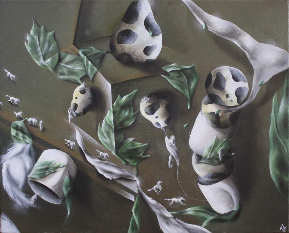 Surrealistic Still Life Oil Painting By Vanessa T Stefanova, 20 X 16", Running Wild With Still Life, Original Artwork