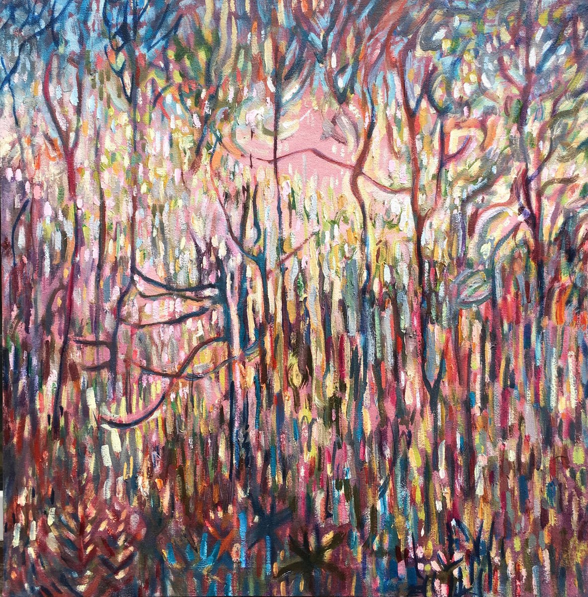 Expressive Landscape Oil Painting By Guy Pickford, 20 X 20, Fecund, Original Artwork