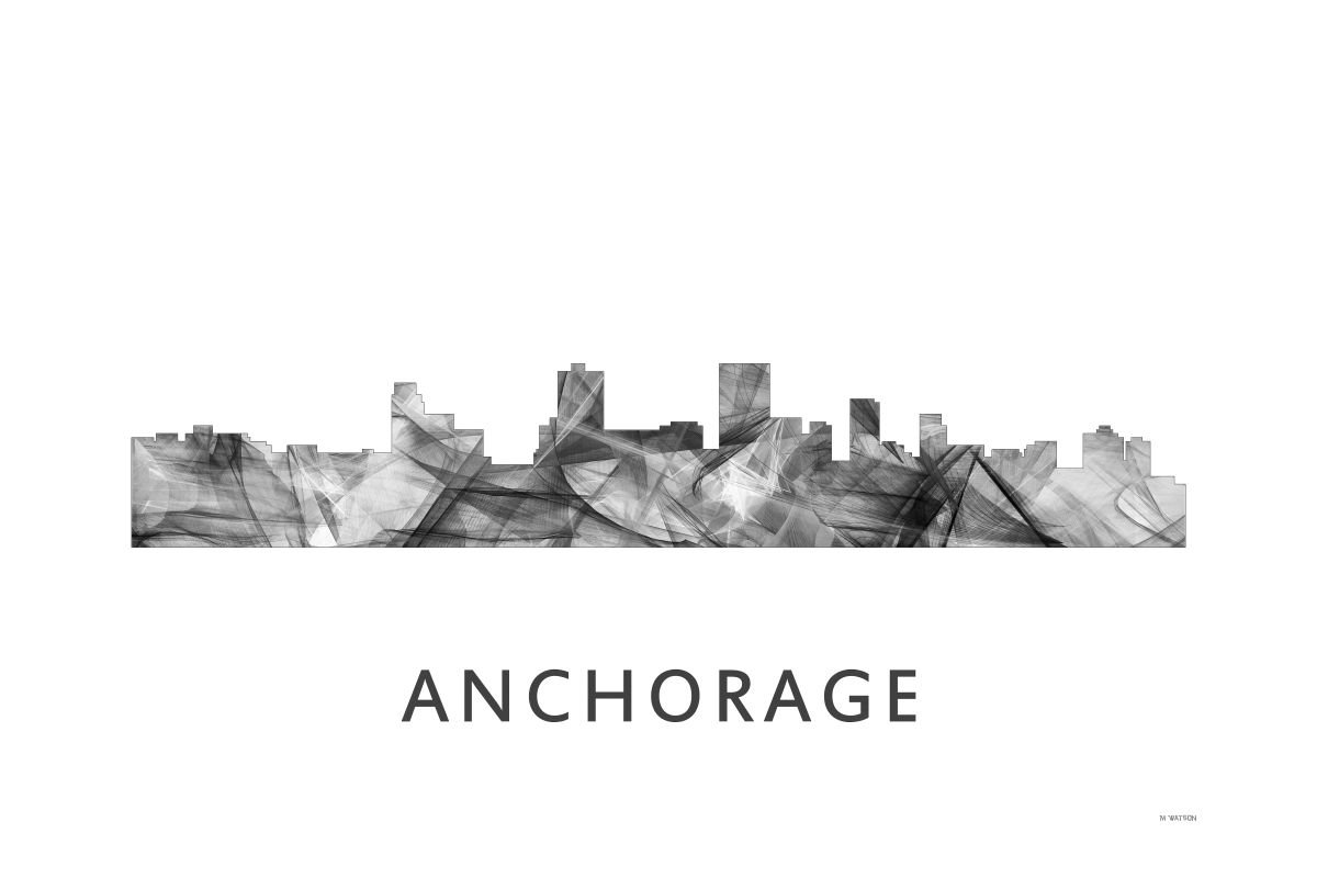 Anchorage Skyline WB BW by Marlene Watson