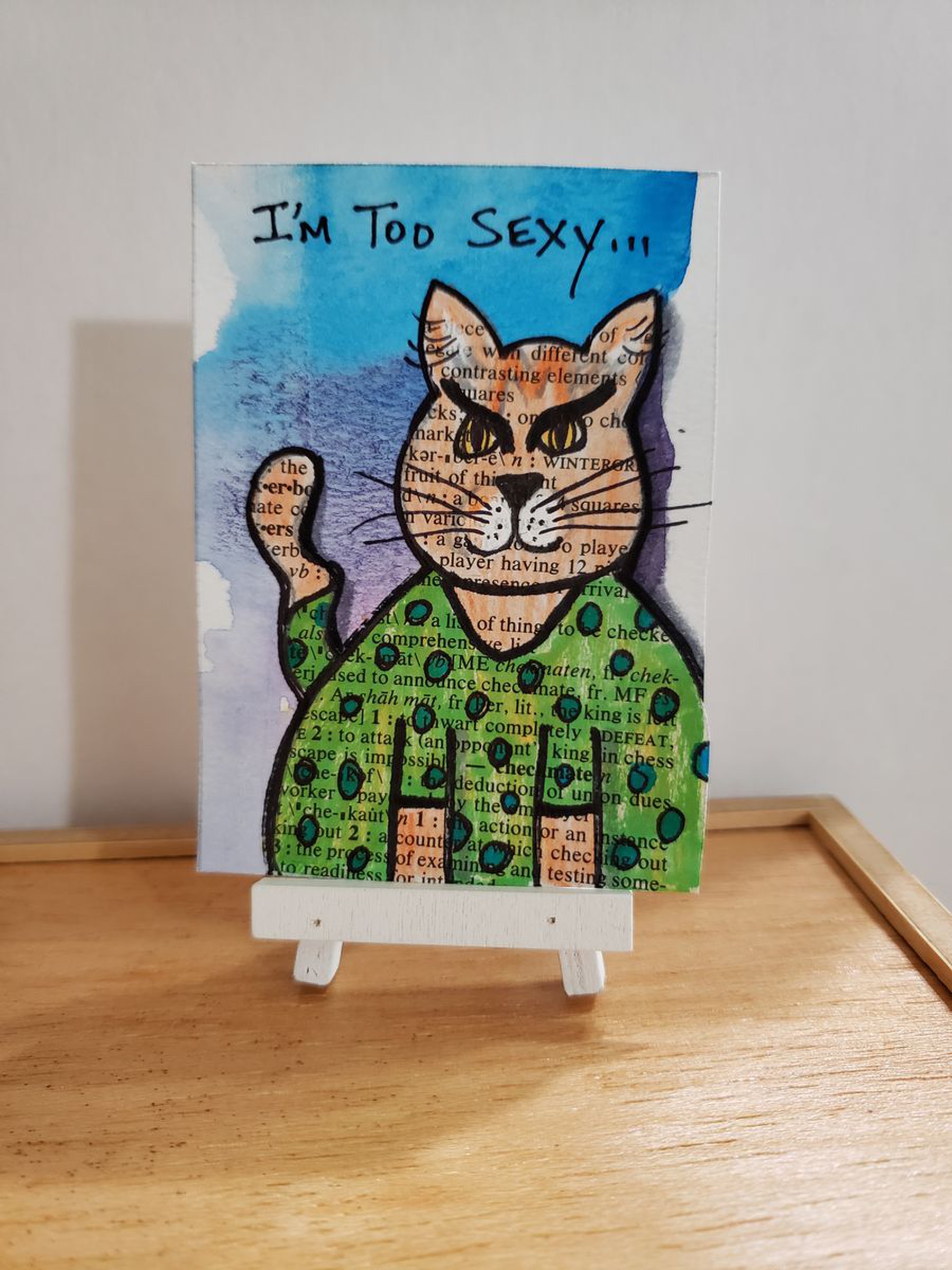 Aceo Atc I M Too Sexy For My Green Shirt Artfinder