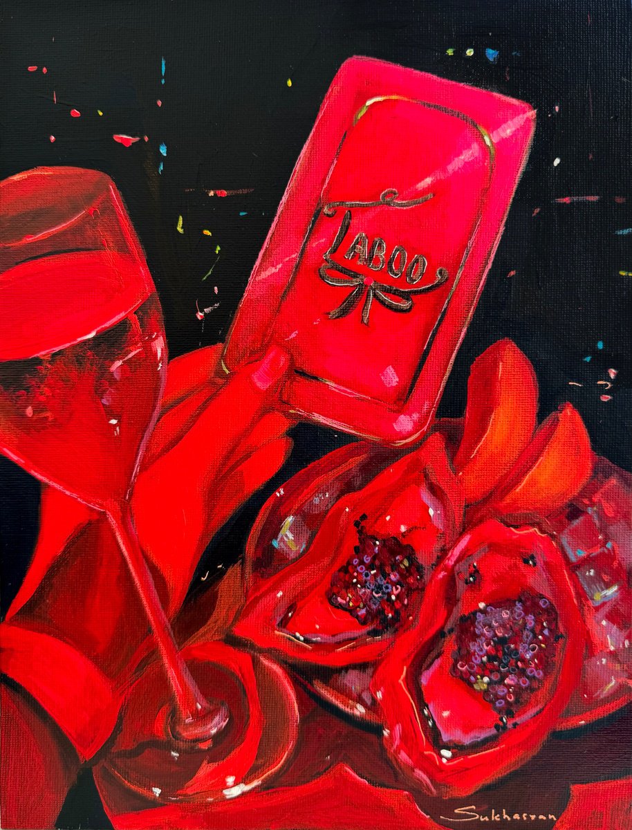 Impressionistic Still Life Acrylic Painting By Victoria Sukhasyan, 9 X 12", Taboo, Original Artwork