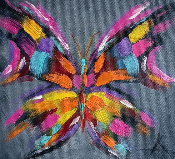 Winged dance - beautiful butterfly, butterfly, insects, small size, oil painting, butterfly oil, butterfly art, gift, art