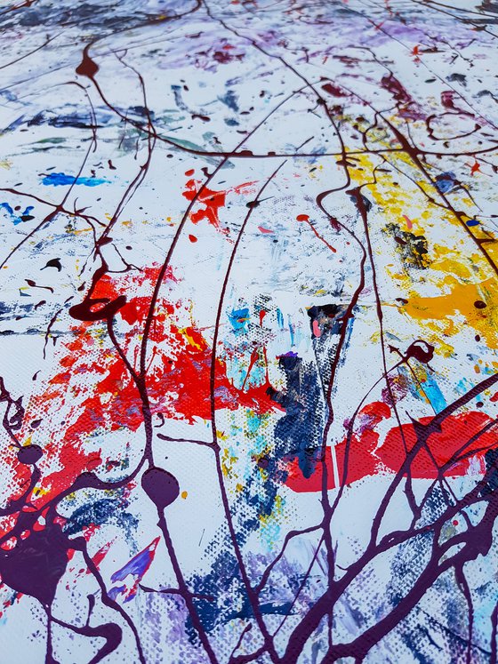 Constel - (W)160x(H)160 cm. Style of JACKSON POLLOCK. Abstract Expressionism Painting