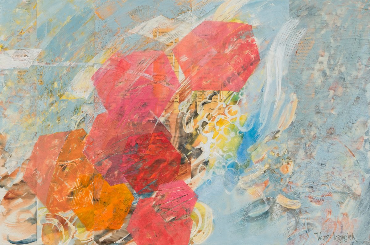 Organic Abstract Painting By Gina Valenti-Lazarchik, 36 X 24, Through It All, Original Artwork