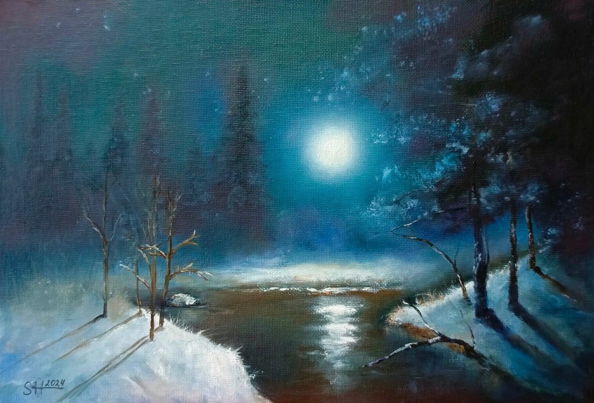 Bright moonlit night by Liubov Samoilova