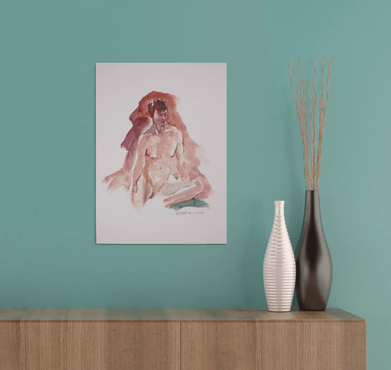 Seated male nude