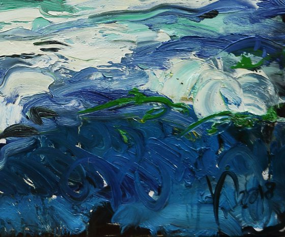 STORM - original landscape oil painting, seascape, beach seashore