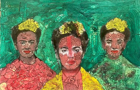 Three portraits of Frida