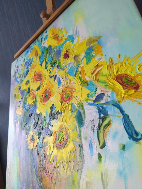 Sunflowers on white