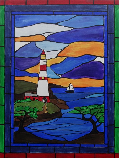 Lighthouse painting by Rachel Olynuk