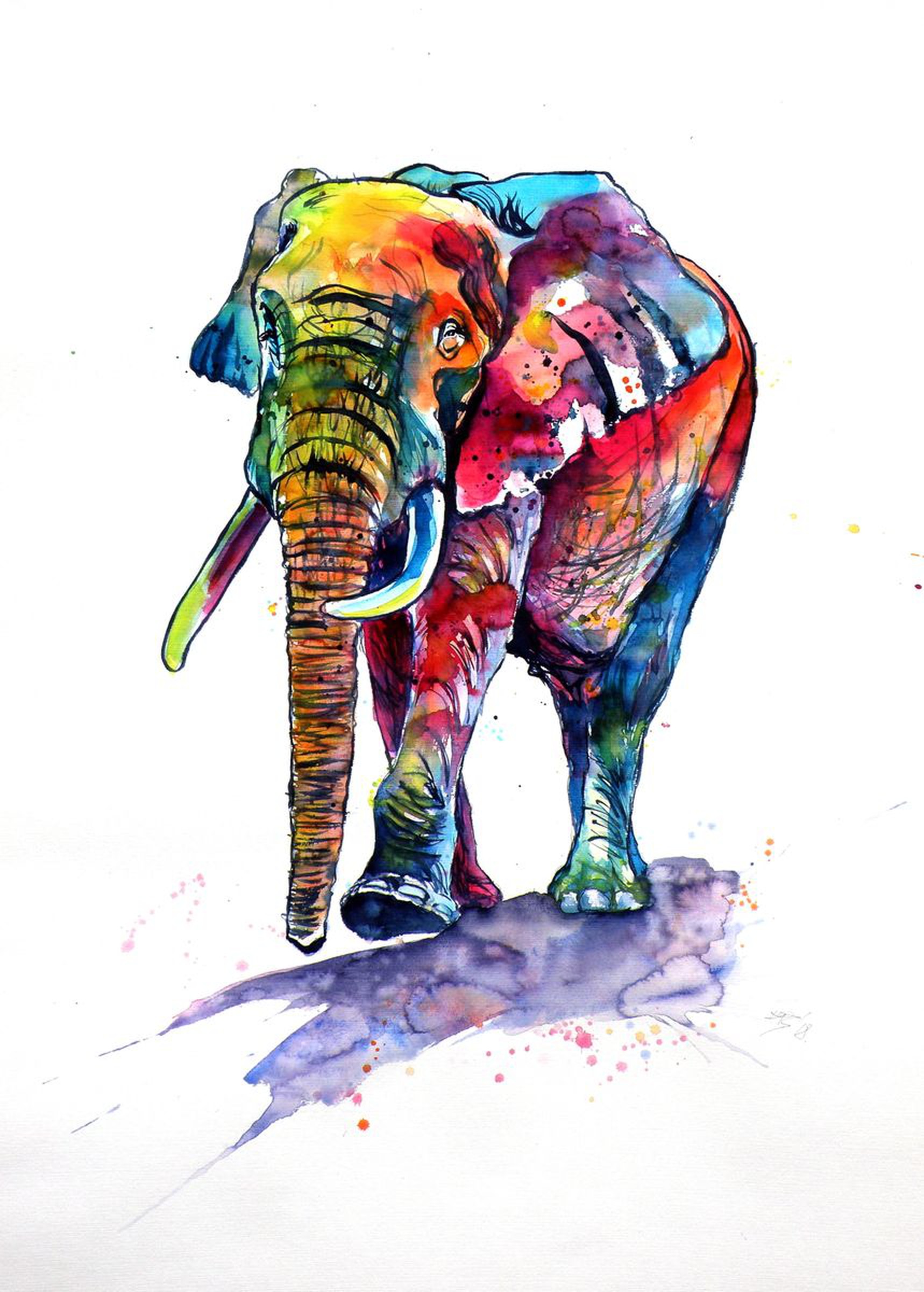 Happy Colourful Elephant 100 X 70 Cm Perfect Artfinder