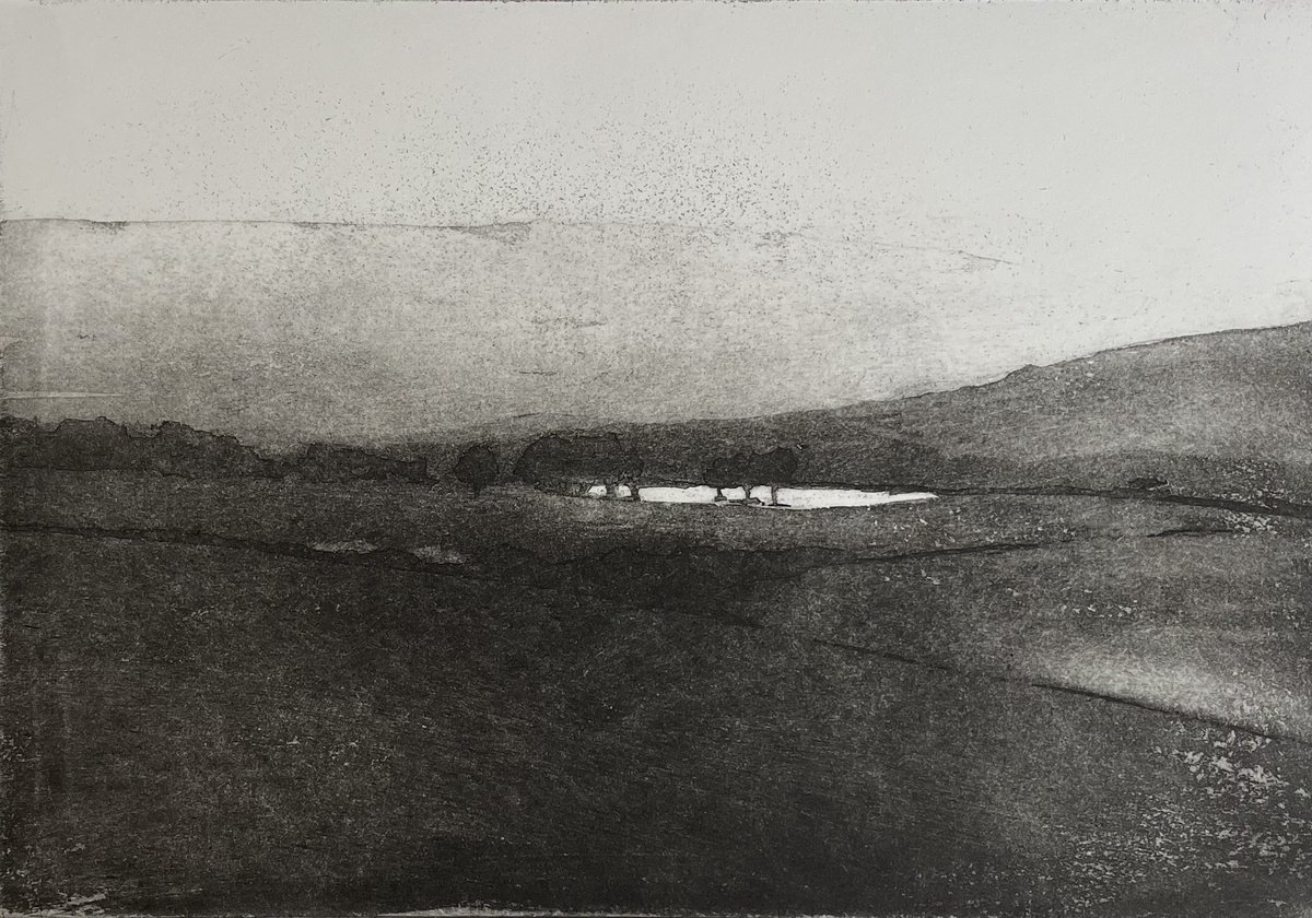 Impressionistic Landscape Etchings & Engravings By Lizzie Butler, 14 X 11", South Downs, Original Artwork