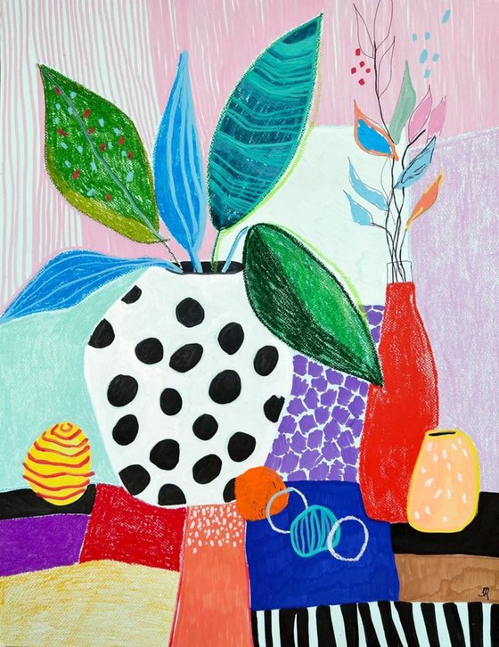 Colorful Still Life with Vases