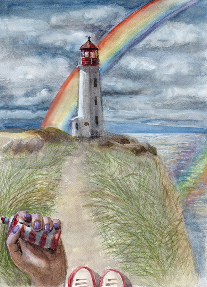 My dreams - lighthouse, sea, rainbow by Kate Koss