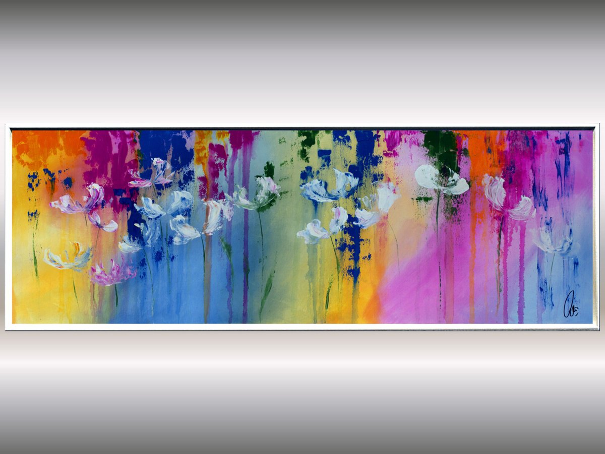 Happy Days - Abstract Flower Painting in Frame by Edelgard Schroer