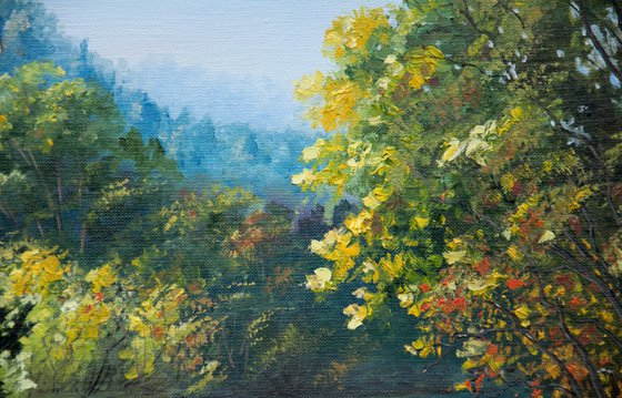 September. Oil painting. River landscape. 20 x 16in.