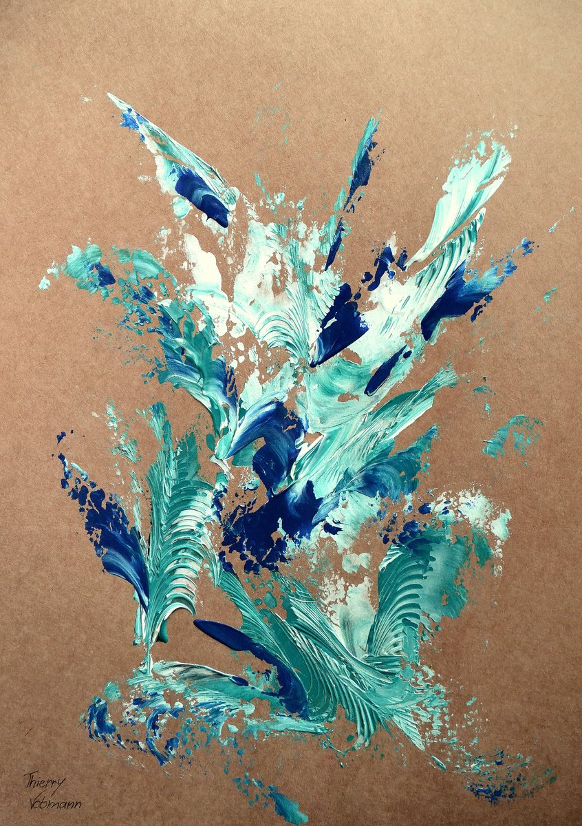 Abstract Acrylic Painting By Thierry Vobmann. Abstract ., 12 X 17", Natural Style 20, Original Artwork