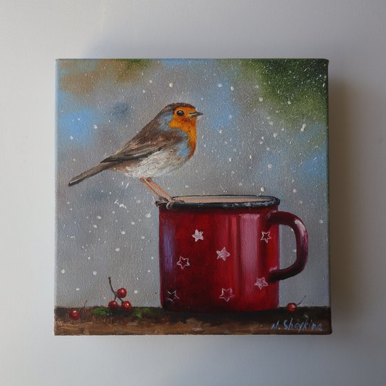 Christmas Robin Painting