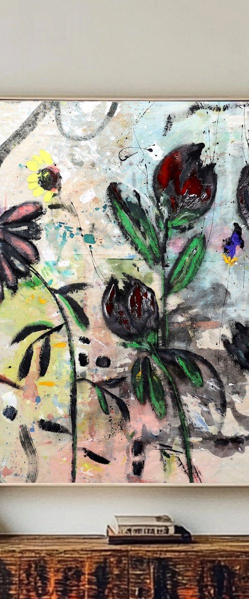 Flowers that tried to stay by Poovi Art