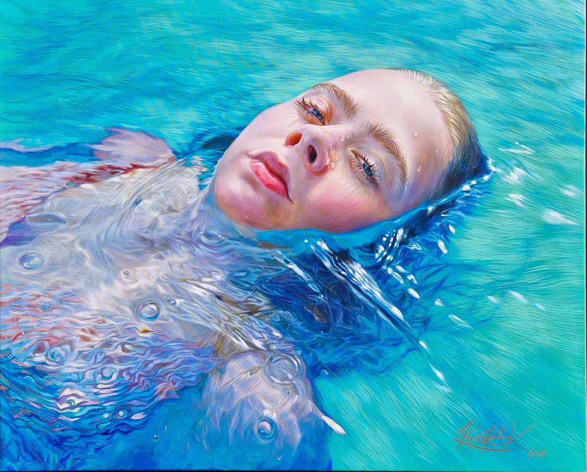 Sunny underwater painting by Lesja Rygorczuk