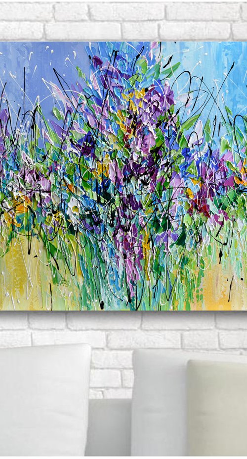 Summer Breeze - Abstract Wildflower Meadow, Palette Knife Art by Olga Tkachyk