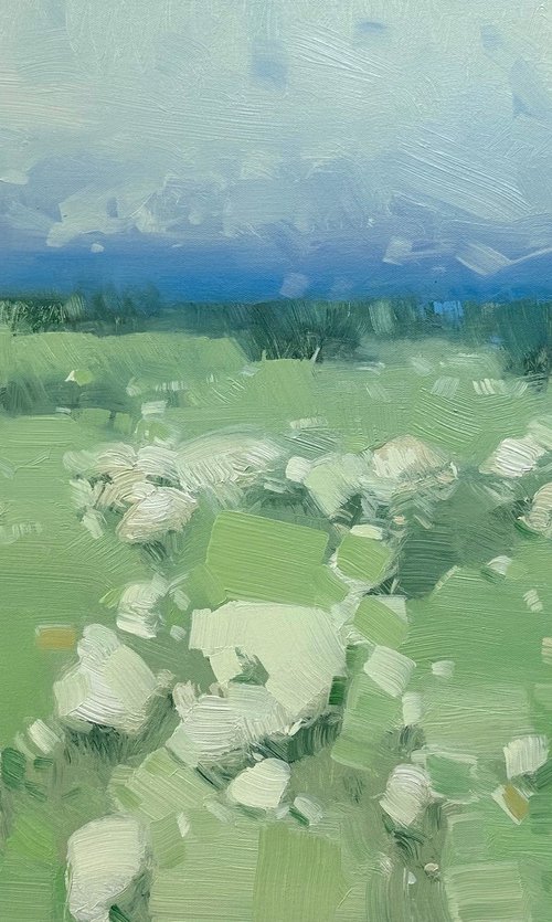 Field of Flowers, Original oil painting, Handmade artwork, One of a kind by Vahe Yeremyan