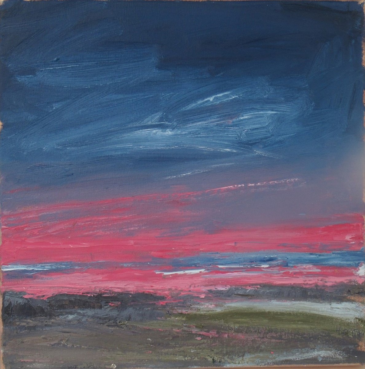 Impressionistic Landscape Oil Painting By Sherry Edmondson, 18 X 18", Blushing Pink Dawn, Original Artwork