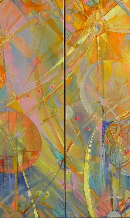 "Weightlessness" Diptych art Original art Oil on canvas Contemporary home decor. by Yurii Novikov