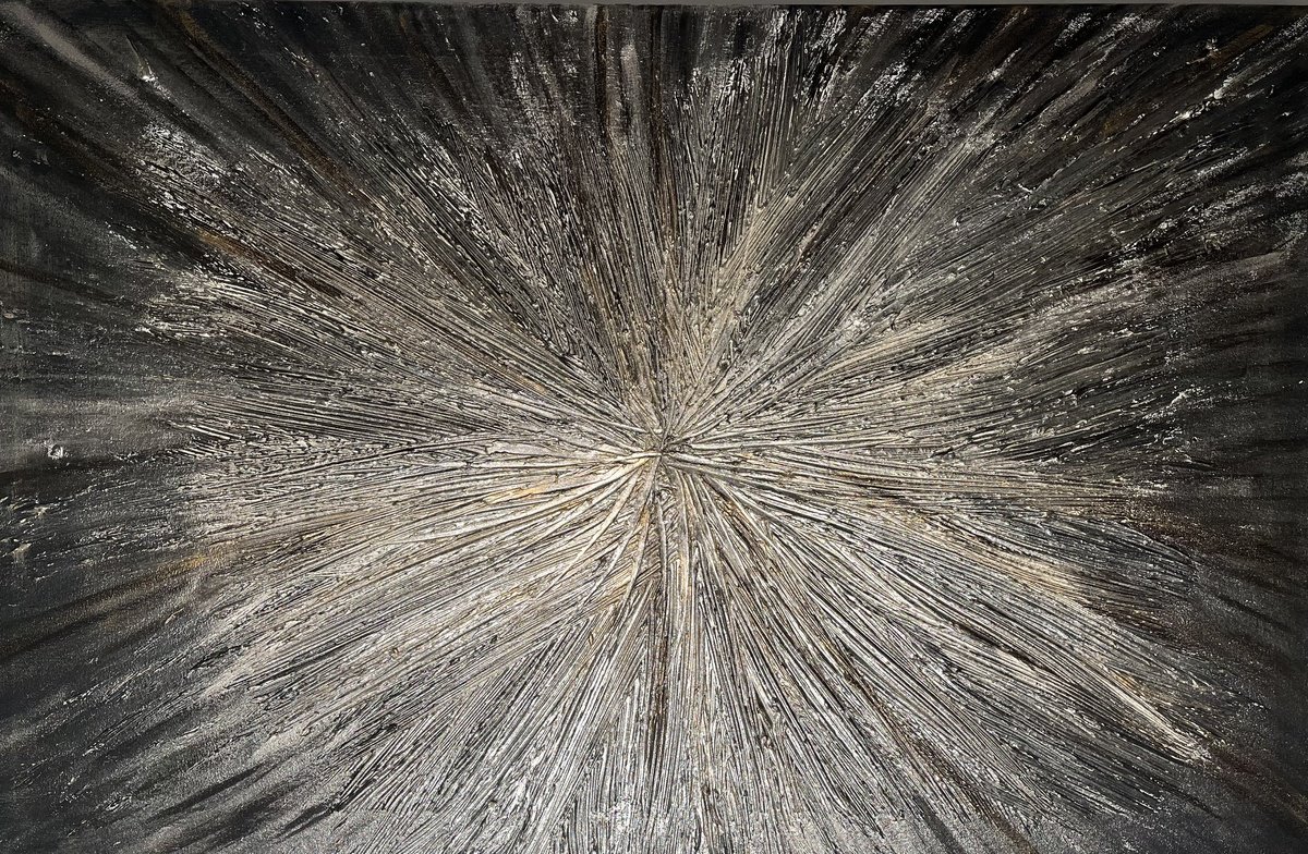 Abstract Acrylic Painting By Exclusive Arts, 39 X 28, Silver Star Abstract, Original Artwork