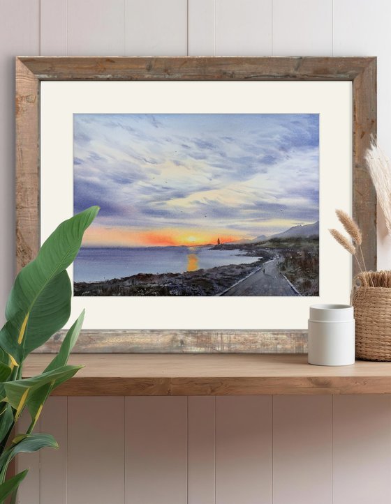 Sunset on the sea Lighthouse