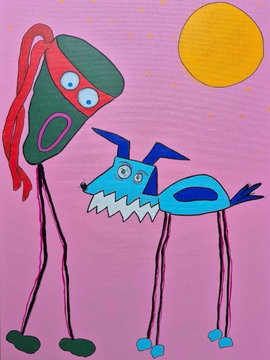 Max Hojer Jacobsen | Original  Acrylic Painting | Wanna Go For A Walk, Buddy? | 50 X 70Cm | Artwork For Sale On Artfinder