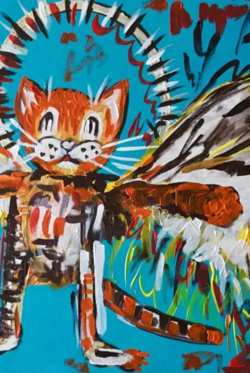 Cat La Fallen Angel Basquiat by Olga Koval