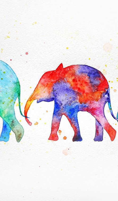 Family of elephants by Luba Ostroushko
