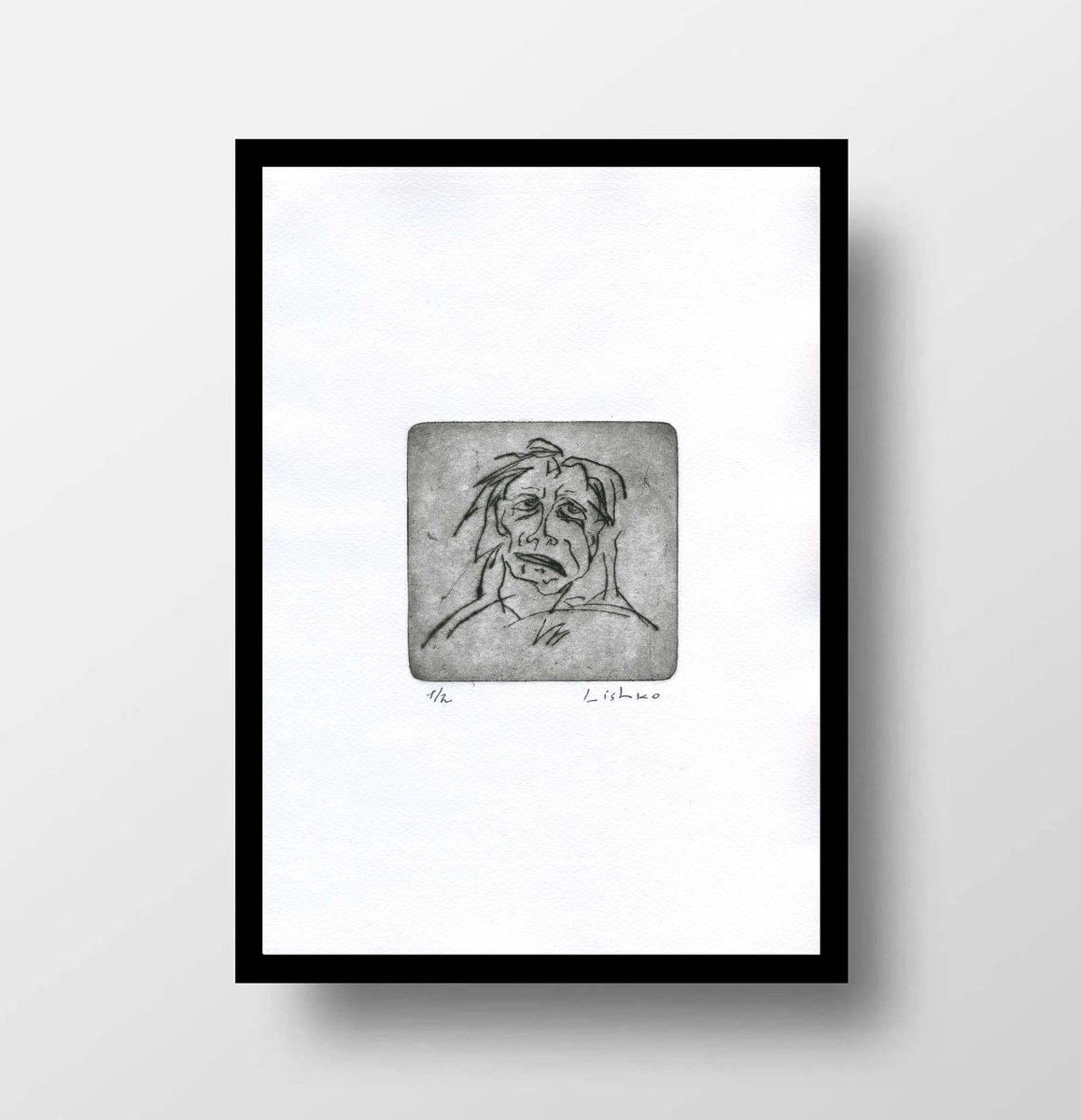 Expressive Portrait Etchings & Engravings By V. Lishko, 8 X 12", Portrait, Original Artwork