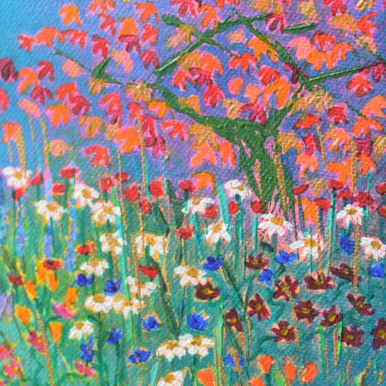 Little Wilderness 1 - poppies, daisies, cosmos and buddleja