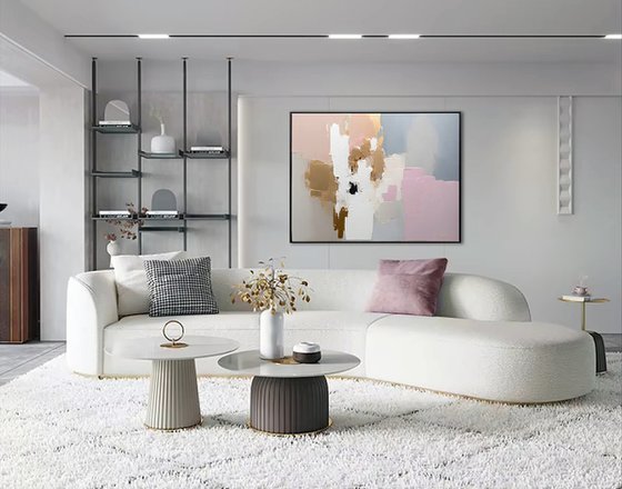 Beige Textured Trees in Pastel Pink Morning