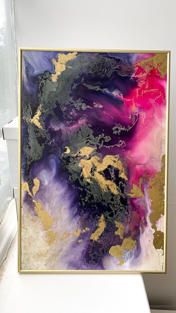 Pink and Gold Abstract Art