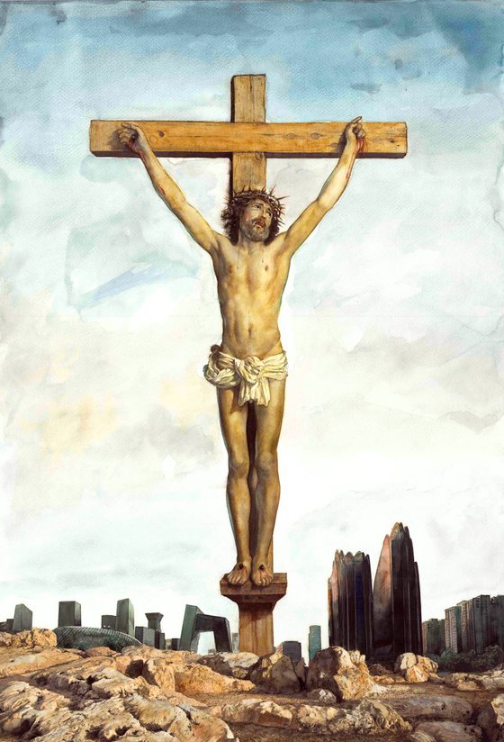 Jesus on the cross - 50 x 70 cm, large format