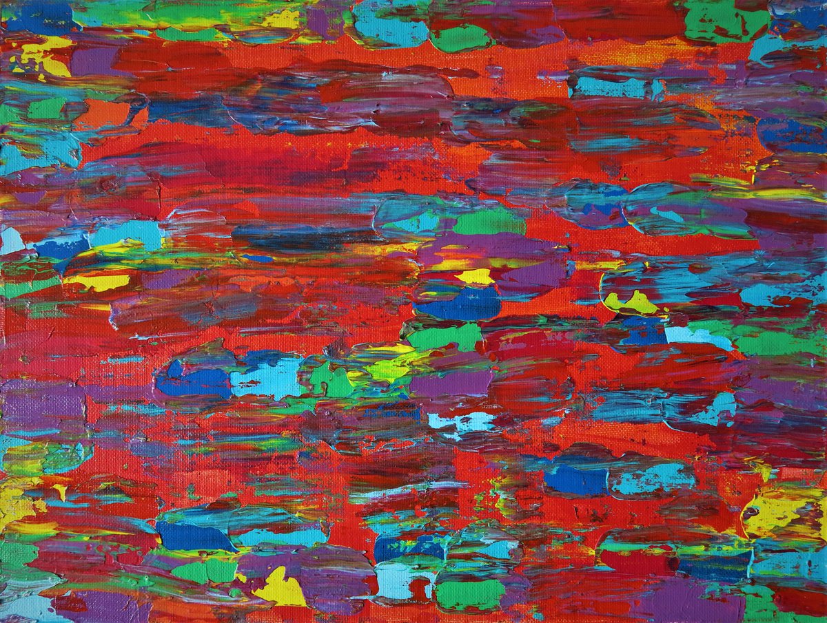 Abstract Acrylic Painting By Denys Kuvaiev, 16 X 12, Big Money Bank, Original Artwork