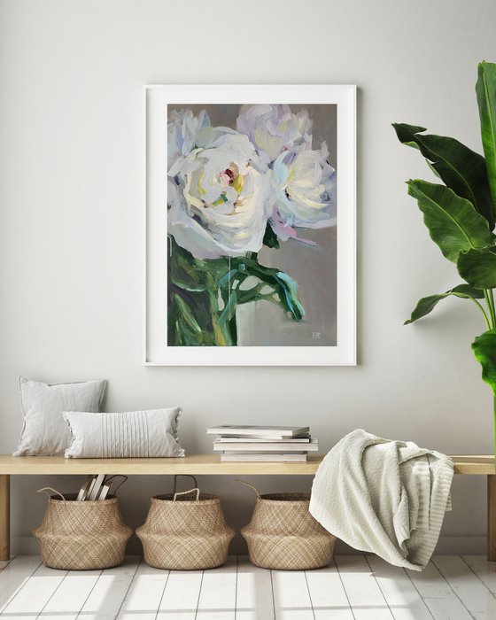 White peonies 70x50