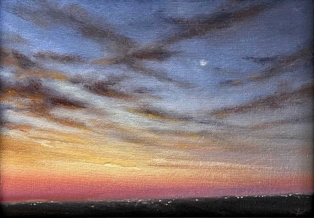 Impressionistic Landscape Oil Painting By Daiva Karaliute, 11 X 9, October Sky, Original Artwork