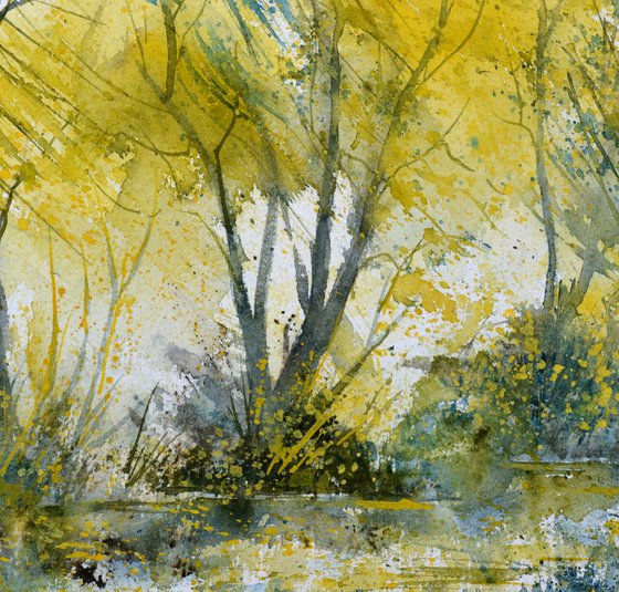 Golden silence watercolor