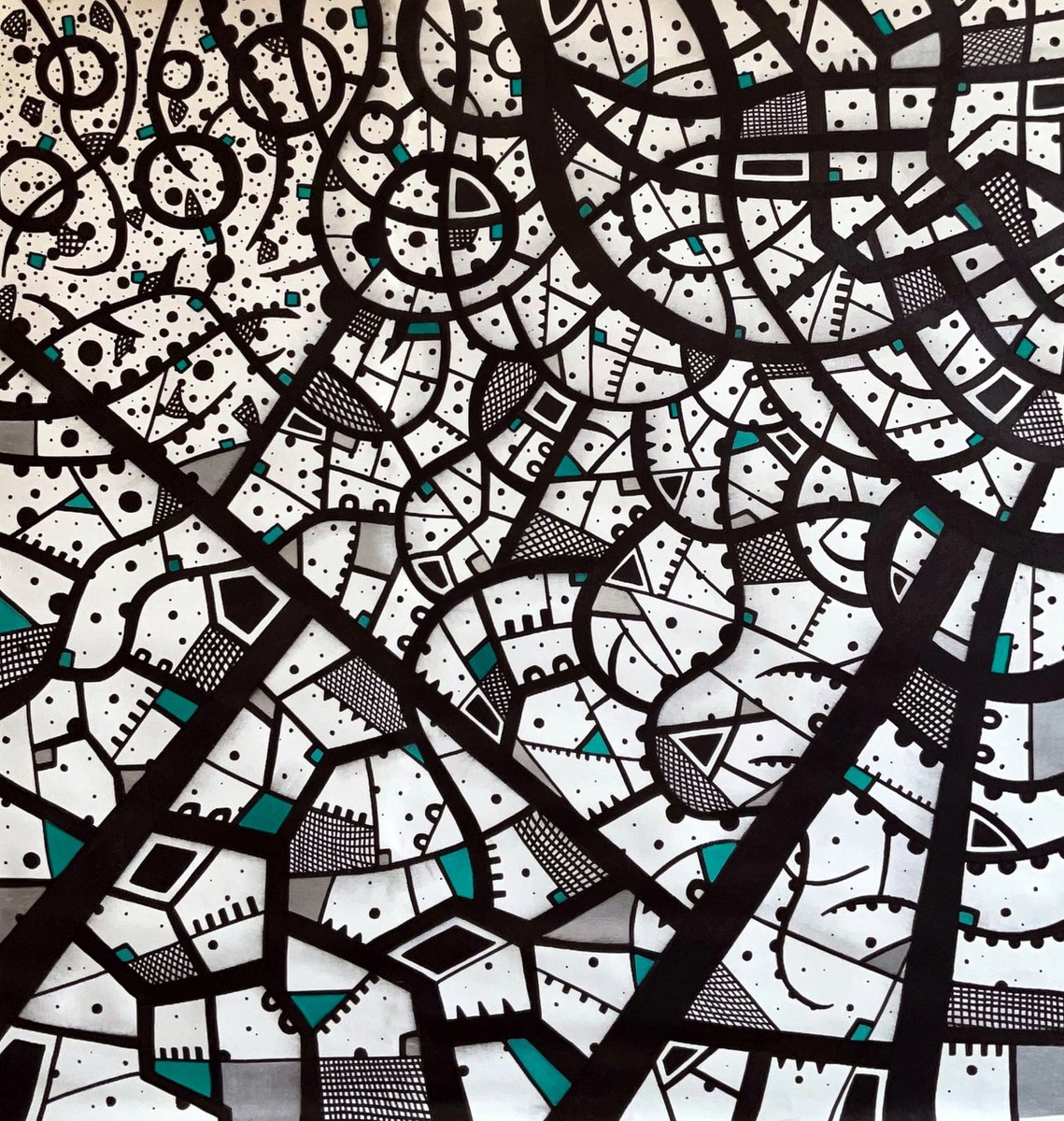 Abstract Painting By Riccardo Ticco Capparella, 43 X 41", Bone Machine #3, Original Artwork